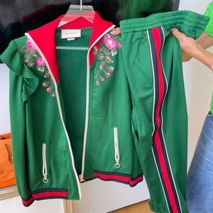 Green Gucci track suit
